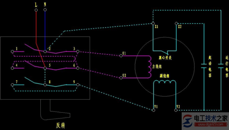 单相电机正反转原理及接线图